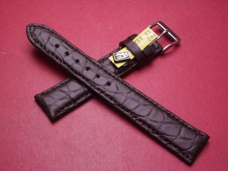 Lederarmband, Krokodil, Breite: 18mm-16mm, Länge: 118mm & 77mm, Farbe: dunkelbraun matt 