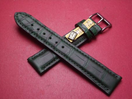 Lederarmband, Krokodil, Breite: 20mm-18mm, Länge: 117mm & 76mm, Farbe: dunkelgrün matt 