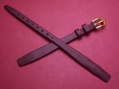 Hirsch Uhren-Armband, Kalbsleder, 9mm im Verlauf auf 6mm, für feste Stege, Farbe: rot-braun 
