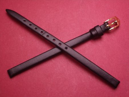 Hirsch Uhren-Armband, Kalbsleder, 6mm im Verlauf auf 6mm, Farbe: schwarz 