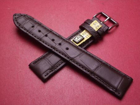 Lederarmband, Krokodil, Breite: 20mm-18mm, Länge: 117mm & 76mm, Farbe: dunkelbraun matt 