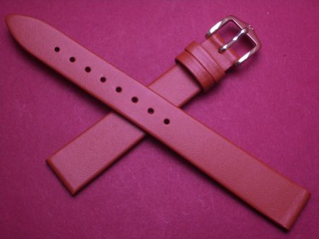 Hirsch Uhren-Armband, Kalbsleder, 14mm im Verlauf auf 12mm, Farbe: orange-braun 