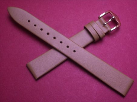 Hirsch Uhren-Armband, Kalbsleder, 14mm im Verlauf auf 12mm, Farbe: beige 