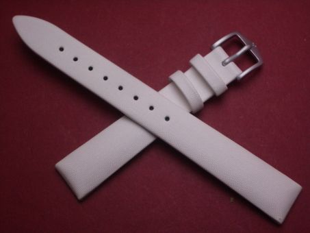Hirsch Uhren-Armband, Kalbsleder mit Textil, 14mm im Verlauf auf 12mm, Farbe: weiß 