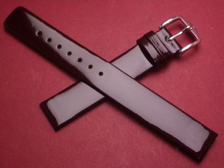 Hirsch Uhren-Armband, Kalbsleder, 14mm im Verlauf auf 14mm, Farbe: dunkelbordeaux-rot lackiert 
