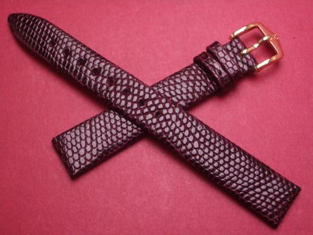 Hirsch Uhren-Armband, Eidechsenleder, 14mm im Verlauf auf 12mm, Farbe: dunkle Beere 