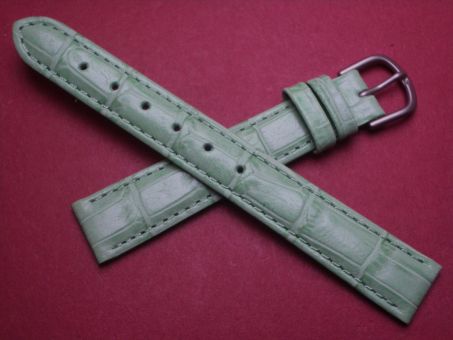 Leder-Armband mit Dornschließe ,Kalbsleder mit Krokoprägung, 14mm im Verlauf auf 12mm, Farbe: pastell-grün 