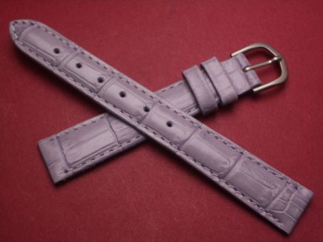 Leder-Armband mit Dornschließe ,Kalbsleder mit Krokoprägung, 14mm im Verlauf auf 12mm, Farbe: pastell-lila 