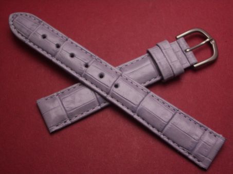 Leder-Armband mit Dornschließe ,Kalbsleder mit Krokoprägung, 16mm im Verlauf auf 14mm, Farbe: pastell-lila 