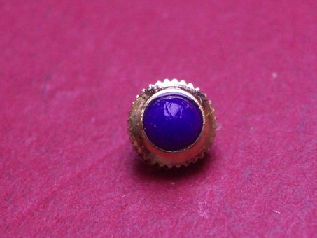 Uhrenkrone, gelb, Ø 4,9mm, Höhe 4,1mm, Gewinde 0,9mm, mit blauem Stein 
