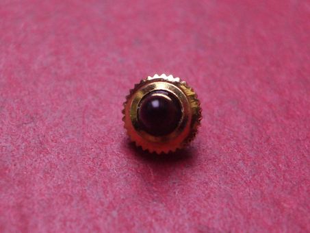 Uhrenkrone, gelb, Ø 4,4mm, Höhe 4,6mm, Gewinde 0,9mm, mit schwarzem Stein 