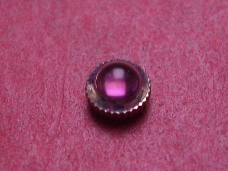 Uhrenkrone, weiß, Ø 4,6mm, Höhe 3,2mm, Gewinde 0,9mm, mit violettem Stein 