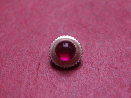 Uhrenkrone, weiß, Ø 5,0mm, Höhe 3,4mm, Gewinde 0,9mm, mit pinkem Stein 