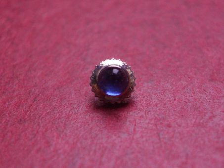 Uhrenkrone, weiß, Ø 3,7mm, Höhe 3,2mm, Gewinde 0,9mm, mit blauem Stein 