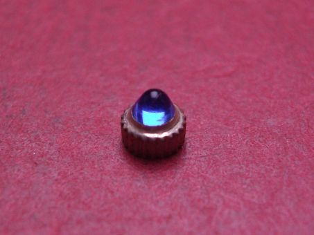 Uhrenkrone, weiß, Ø 3,8mm, Höhe 3,5mm, mit blauem Stein 