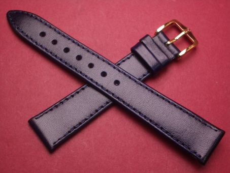 Hirsch Uhren-Armband, Kalbsleder, 17mm im Verlauf auf 14mm, Farbe: dunkelblau 