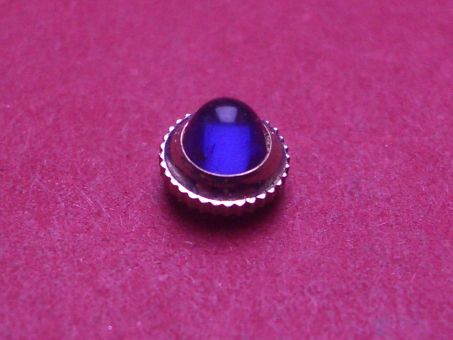 Uhrenkrone, weiß, Ø 4,7mm, Höhe 3,8mm, Gewinde 0,9mm, mit blauem Stein 