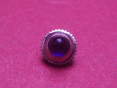 Uhrenkrone, weiß, Ø 5,0mm, Höhe 4,3mm, Gewinde 0,9mm, mit blauem Stein 
