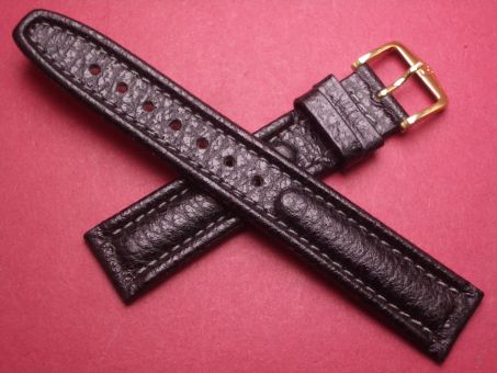 Hirsch Uhren-Armband, Kalbsleder, 17mm im Verlauf auf 16mm, Farbe: schwarz 