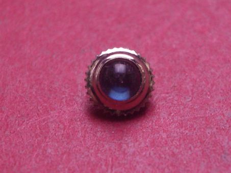 Uhrenkrone, weiß, Ø 4,9mm, Höhe 3,5mm, Gewinde 0,9mm, mit blauem Stein 