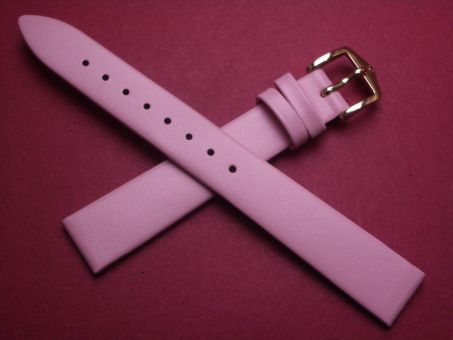 Hirsch Uhren-Armband, Kalbsleder, 14mm im Verlauf auf 12mm, Farbe: rosa 