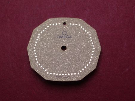 Omega Zifferblatt, ca. 20,0mm x 21,6mm, gold mit Glitzer und goldfarbenen Inlays 