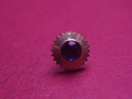 Uhrenkrone, gelb, Ø 7,0mm, Höhe 8,0mm, mit blauem Stein 