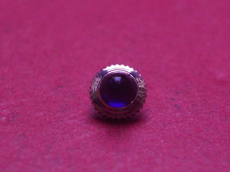 Uhrenkrone, weiß, Ø 4,0mm, Höhe 3,8mm, Gewinde 0,9mm, mit blauem Stein 