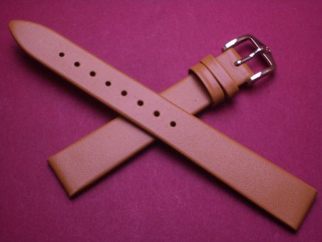 Hirsch Uhren-Armband, Kalbsleder, 14mm im Verlauf auf 12mm, Farbe: orange 