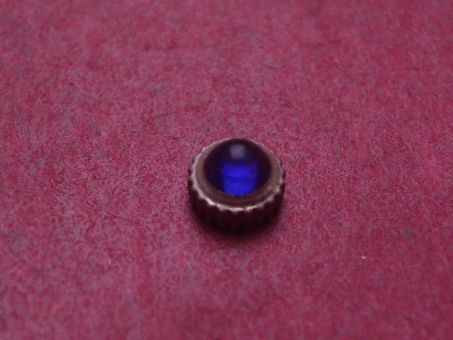 Uhrenkrone, weiß, Ø 3,7mm, Höhe 2,9mm, Gewinde 0,9mm, mit blauem Stein 