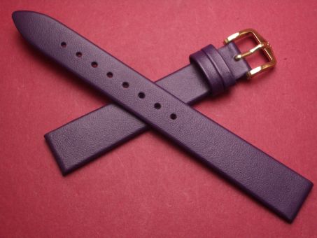 Hirsch Uhren-Armband, Kalbsleder, 14mm im Verlauf auf 12mm, Farbe: dunkellila 