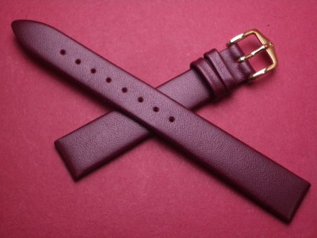 Hirsch Uhren-Armband, Kalbsleder, 14mm im Verlauf auf 12mm, Farbe: bordeaux-rot 
