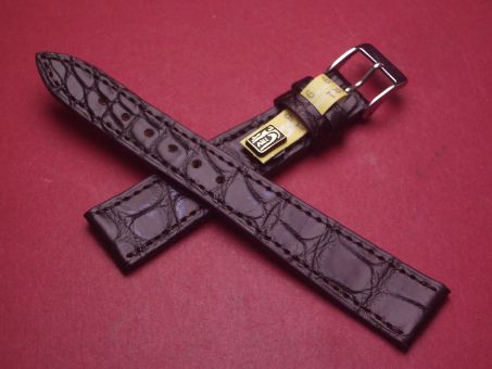 Lederarmband, Krokodil, Breite: 18mm-14mm, Länge: 119mm & 77mm, Farbe: dunkelbraun matt 