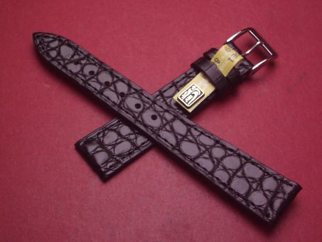 Lederarmband, Krokodil, Breite: 18mm-14mm, Länge: 119mm & 77mm, Farbe: schwarz matt 