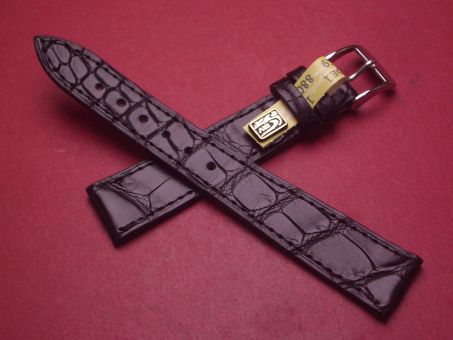 Lederarmband, Krokodil, Breite: 18mm-14mm, Länge: 119mm & 77mm, Farbe: schwarz matt 