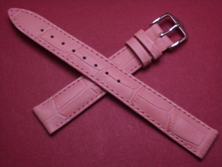 Hirsch Uhren-Armband, Kalbsleder mit Krokoprägung, 14mm im Verlauf auf 12mm, Farbe: lachs 