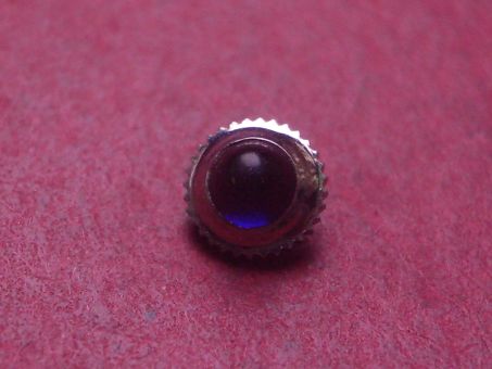 Uhrenkrone, weiß, Ø 5,0mm, Höhe 3,9mm, Gewinde 0,9mm, mit blauem Stein 