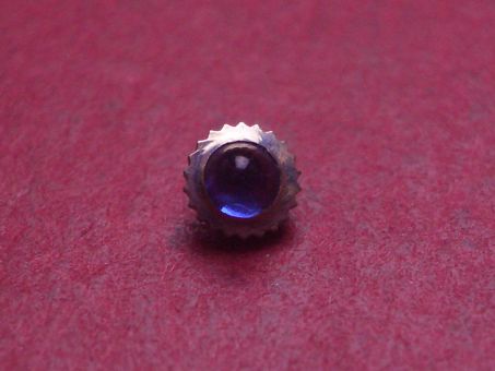 Uhrenkrone, weiß, Ø 3,8mm, Höhe 3,0mm, Gewinde 0,9mm, mit blauem Stein 