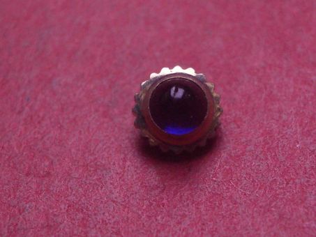 Uhrenkrone, weiß, Ø 4,9mm, Höhe 4,3mm, Gewinde 0,9mm, mit blauem Stein 