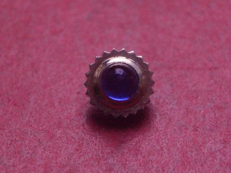 Uhrenkrone, weiß, Ø 5,3mm, Höhe 4,7mm, Gewinde 1,0mm, mit blauem Stein 