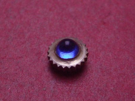 Uhrenkrone, weiß, Ø 4,8mm, Höhe 3,6mm, Gewinde 0,9mm, mit blauem Stein 