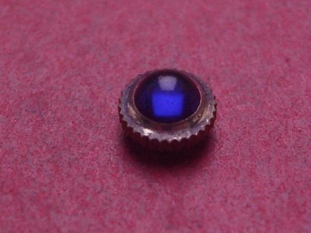 Uhrenkrone, weiß, Ø 4,6mm, Höhe 3,3mm, Gewinde 0,9mm, mit blauem Stein 