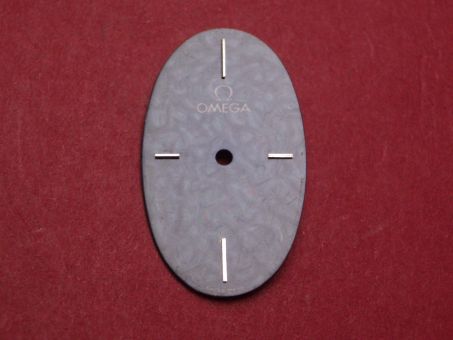 Omega Zifferblatt, ca. 15,3mm x 25,9mm, dunkelblau mit silberfarbenen Inlays 