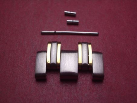 Omega Armbandglied, Stahl/Gold, 20mm, mit Stift und Hülsen, neu 