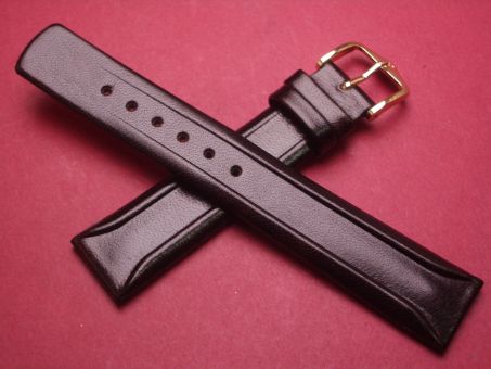 Hirsch Uhren-Armband, Kalbsleder, 18mm im Verlauf auf 16mm, Farbe: schwarz 