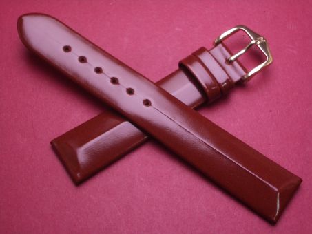 Hirsch Uhren-Armband, Kalbsleder, 18mm im Verlauf auf 16mm, Farbe: braun-rot lackiert 