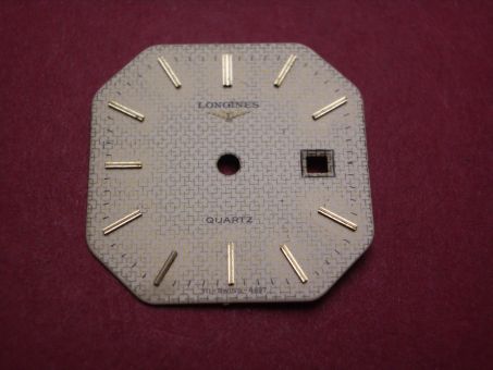 Longines Zifferblatt, ca. 21,6mm x 21,6mm, champagner mit goldfarbenen Inlays 
