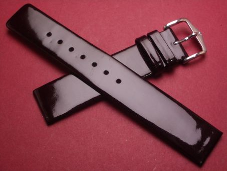 Hirsch Uhren-Armband, Kalbsleder, 18mm, Farbe: dunkelrot lackiert 