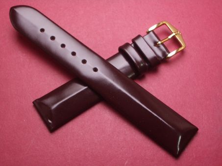 Hirsch Uhren-Armband, Kalbsleder, 18mm im Verlauf auf 16mm, Farbe: braun-rot lackiert 