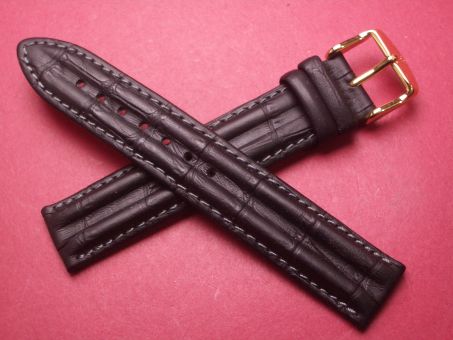 Hirsch Uhren-Armband, Kalbsleder, 18mm im Verlauf auf 18mm, Farbe: schwarz 